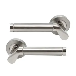 Intelligent Hardware - Internal Door Handle - Pair - Lever on Round Rose - Ventura Developer - Satin Chrome