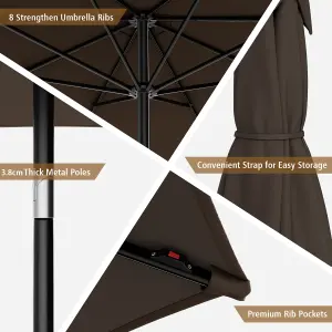 Costway 3M Patio Solar Market Umbrella Parasol with 112 LED Crank &Tilting