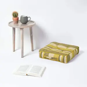 Homescapes Morocco Striped Cotton Floor Cushion Yellow