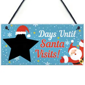 Red Ocean CHALKBOARD Christmas Santa Countdown Hanging Family Sign Advent Welcome Tree Wall Decoration