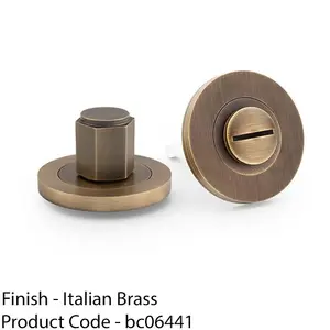 Industrial Hex Thumbturn & Release Lock - Italian Brass - Bathroom Door WC