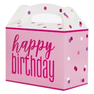 Unique Party Glitter Birthday Disposable Container Pink/White (One Size)