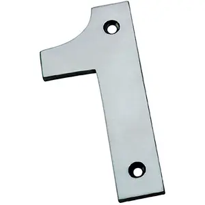 100mm Front Door Numerals '1' 74mm Fixing Centres Satin Stainless Steel