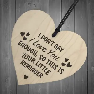 Red Ocean Reminder I Love You Wooden Hanging Heart Plaque