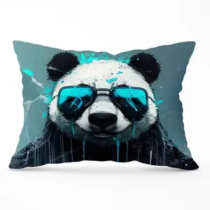 Panda With Blue Glasses Splashart Cushions 33cm x 48cm