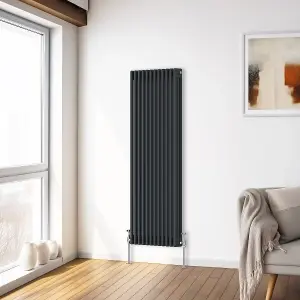 Right Radiators 1500x562 mm Vertical Traditional 3 Column Cast Iron Style Radiator Anthracite