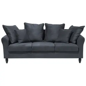 3 Seater Velvet Sofa Grey BORNHOLM