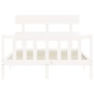 Berkfield Bed Frame with Headboard White 140x200 cm Solid Wood