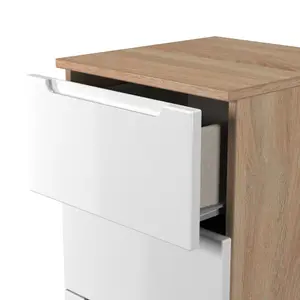 Milan Ready assembled White & oak 3 Drawer Bedside chest (H)685mm (W)370mm (D)390mm