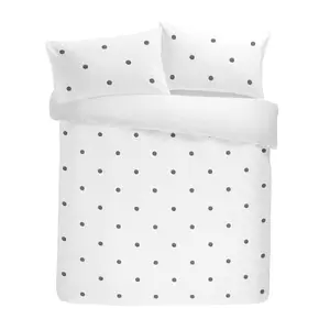 Dot Garden Cotton Solid Colour Duvet Cover Set with Pillowcases White/Slate Dots / Single Duvet Cover + 1 Standard Pillowcase