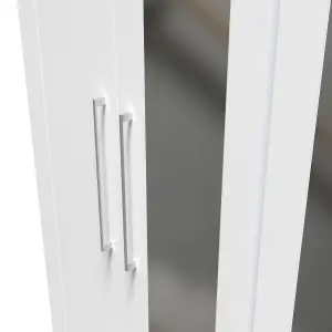 Ripon Tall 4 Door 2 Centre Mirrors in White Ash (Ready Assembled)