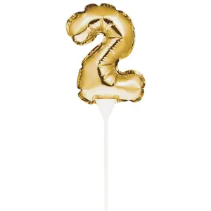 Creative Party Number 2 Balloon Cake Topper Gold (One Size)