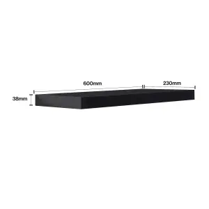 Shelf Depot Gloss Black Floating Shelf (L)600mm (D)235mm