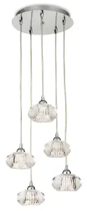 Luminosa Lisbon 5 Light Cluster Pendant Chrome, Clear Decorative Glass, G9