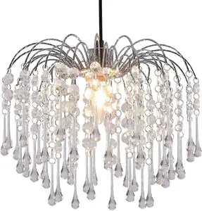 Teardrop Acrylic Crystal Pendant Ceiling Light Shade Chrome Finish