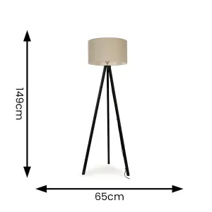 ValueLights Barbro Modern Black Wood Tripod Design Floor Lamp Base