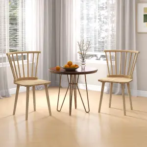 Costway Set of 2 Windsor Dining Chairs Wood Kitchen Chairs w/ Spindle Back