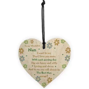 Handmade Gift For Nan Wooden Heart Nan Birthday Gift Grandparent Gift Keepsake