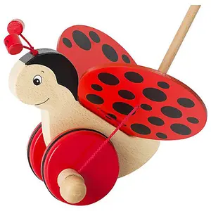 Goki Push Wooden Along Ladybird Wheel Toy