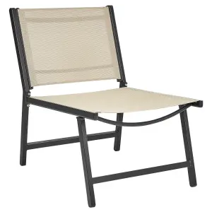 Set of 2 Garden Chairs MARCEDDI with Footstool Metal Beige-Black