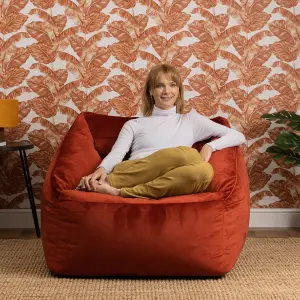 icon Natalia Velvet Armchair Bean Bag Terracotta Giant Bean Bag Chair