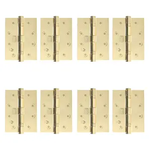 AFIT Polished Brass Door Hinges - 4 Inch / 102mm  Internal Fire Door Hinges - 4 Pairs