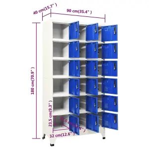 Berkfield Locker Cabinet Grey and Blue 90x40x180 cm Steel