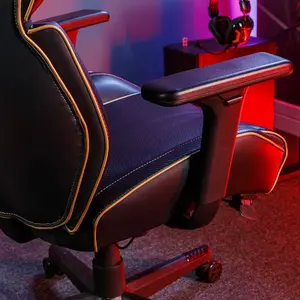 X-Rocker Drogon PC Office Gaming Chair, Ergonomic Computer Desk Chair, Faux Leather with Lumbar Support - BLACK / GOLD