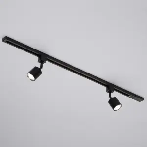 Litecraft Soho Black 2 Head 1m Straight Kitchen Ceiling Light with LED Bulbs