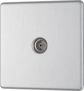 BG FBS60 Nexus Screwless Flat-Plate Single Coaxial TV Outlet Brushed Steel