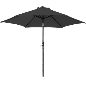 SunDaze Black 2.5M Round Garden Parasol Outdoor Patio Umbrella, Base Weights & Weather Protective Cover