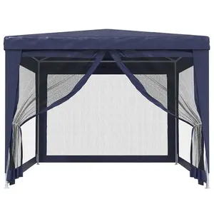 Berkfield Party Tent with 4 Mesh Sidewalls Blue 3x4 m HDPE