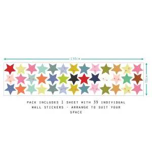 Smiley Stars Wall Sticker Pack Children's Bedroom Nursery Playroom Décor Self-Adhesive Removable