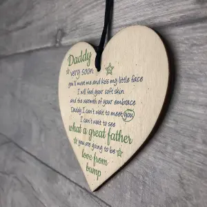 Red Ocean Handmade Wooden Heart From Bump Gifts Dad Daddy To Be Father Baby Son Daughter Card