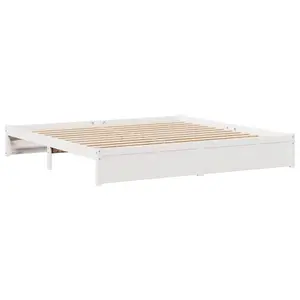 Berkfield Bookcase Bed without Mattress White 200x200cm Solid Wood Pine