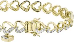 Diamond 18K Gold Vermeil Heart Bracelet