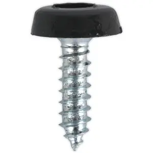 50 Pack of 4.8 x 18mm Black Numberplate Screws with Plastic Enclosed Heads