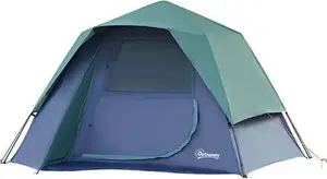 Outsunny 3-4 Person Pop-Up Camping Tent Hiking - Olive Green | Robert Dyas