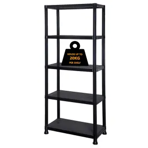 5 Tier Plastic Racking Shelf Heavy Duty Garage Shelving Storage Unit Organiser