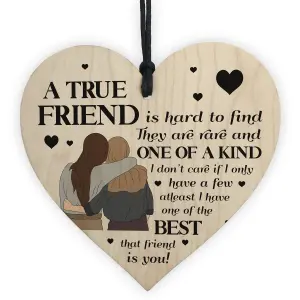 Red Ocean TRUE FRIEND Plaque Friendship Gift Friendship Sign Christmas Birthday Gift For Friend Wooden Heart