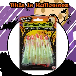 Witch Finger Toppers Glow in the Dark Props Trick or Treat Party 10cm Green