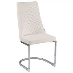 Set of 2 Dining Chairs ALTOONA Velvet Off-White