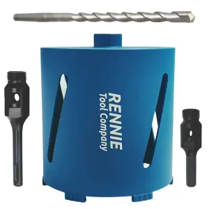 162mm x 150mm Long Diamond Core Drill Bit Set Includes SDS Adapter, Hex Adapter & Centre Drill Bit. For Concrete Masonry Stone