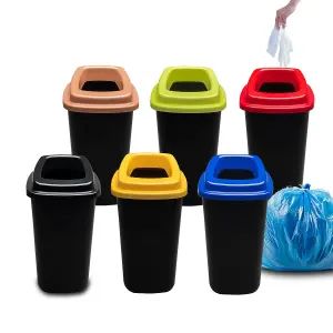 Home Centre Plastic Recycling Kitchen Office Waste Bin 28 Litre Black Open Touchless Rim