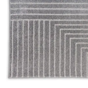 Grey Ivory Geometric ,Luxurious Modern Abstract Easy to clean Rug for Bedroom & Living Room-160cm X 221cm