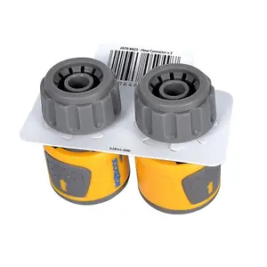 Hozelock Standard Hose End Connector (Pack of 2) Grey/Yellow (0.5in)