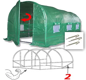 4m x 2m + Anchorage Stake Kit (13' x 7' approx) Pro+ Green Poly Tunnel