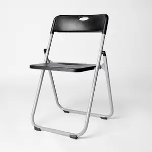 Folding Chair Dining Office Portable Space Saving Foldable Metal Black Seat