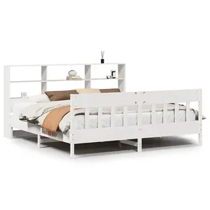 Berkfield Bed Frame without Mattress White 200x200 cm Solid Wood Pine