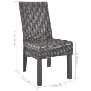 Berkfield Dining Chairs 2 pcs Brown Kubu Rattan and Mango Wood